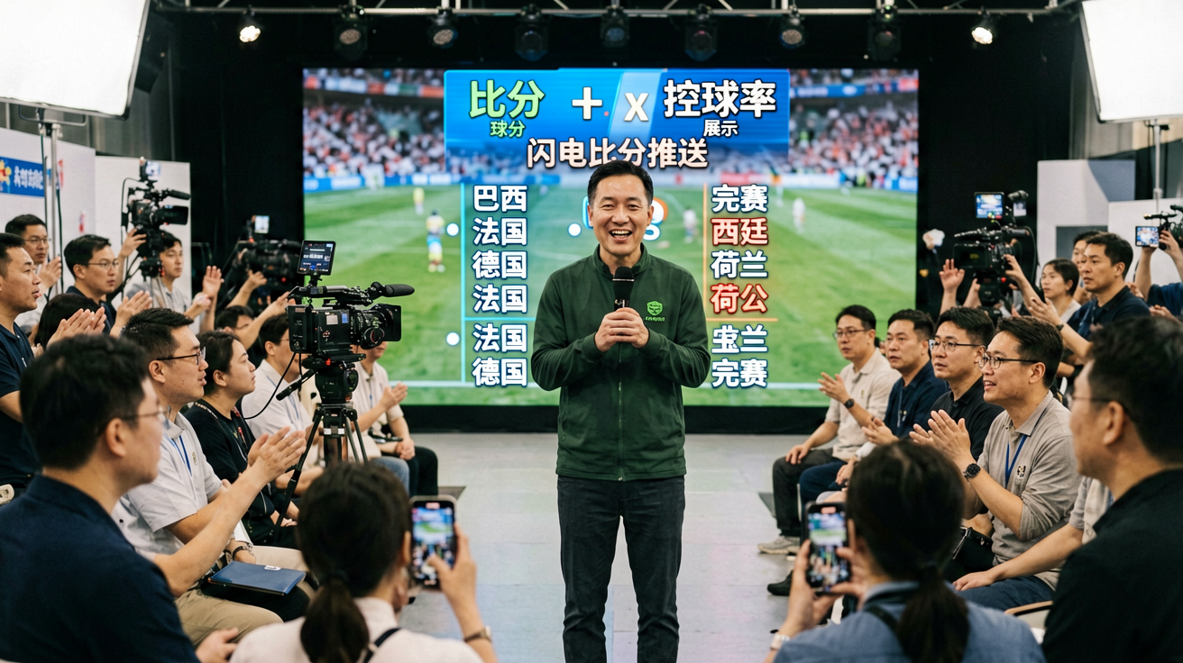 世界杯比分网直播画面、比分弹窗、控球率图表展示